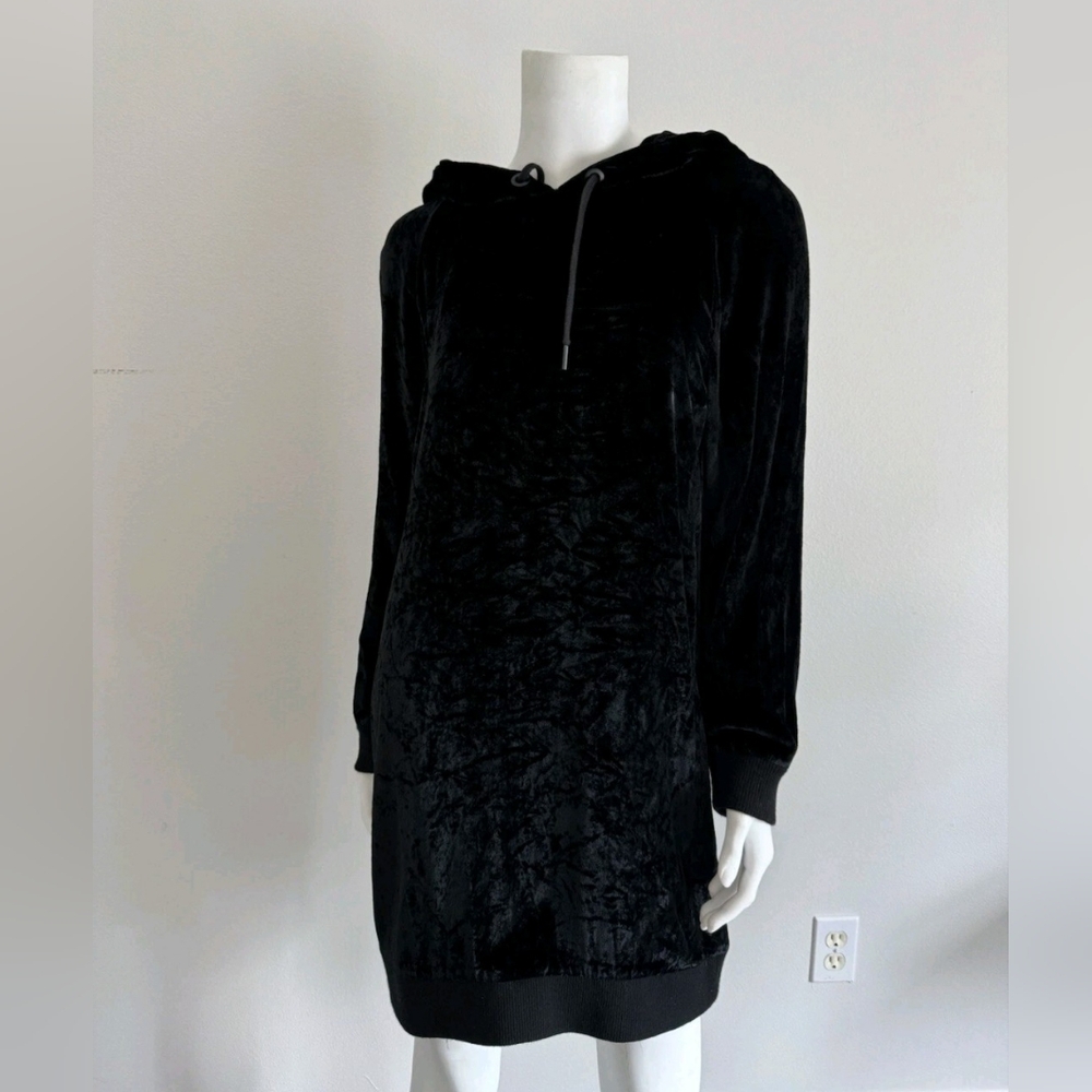 Alice + Olivia Black Velvet Hoodie Sweatshirt Dress